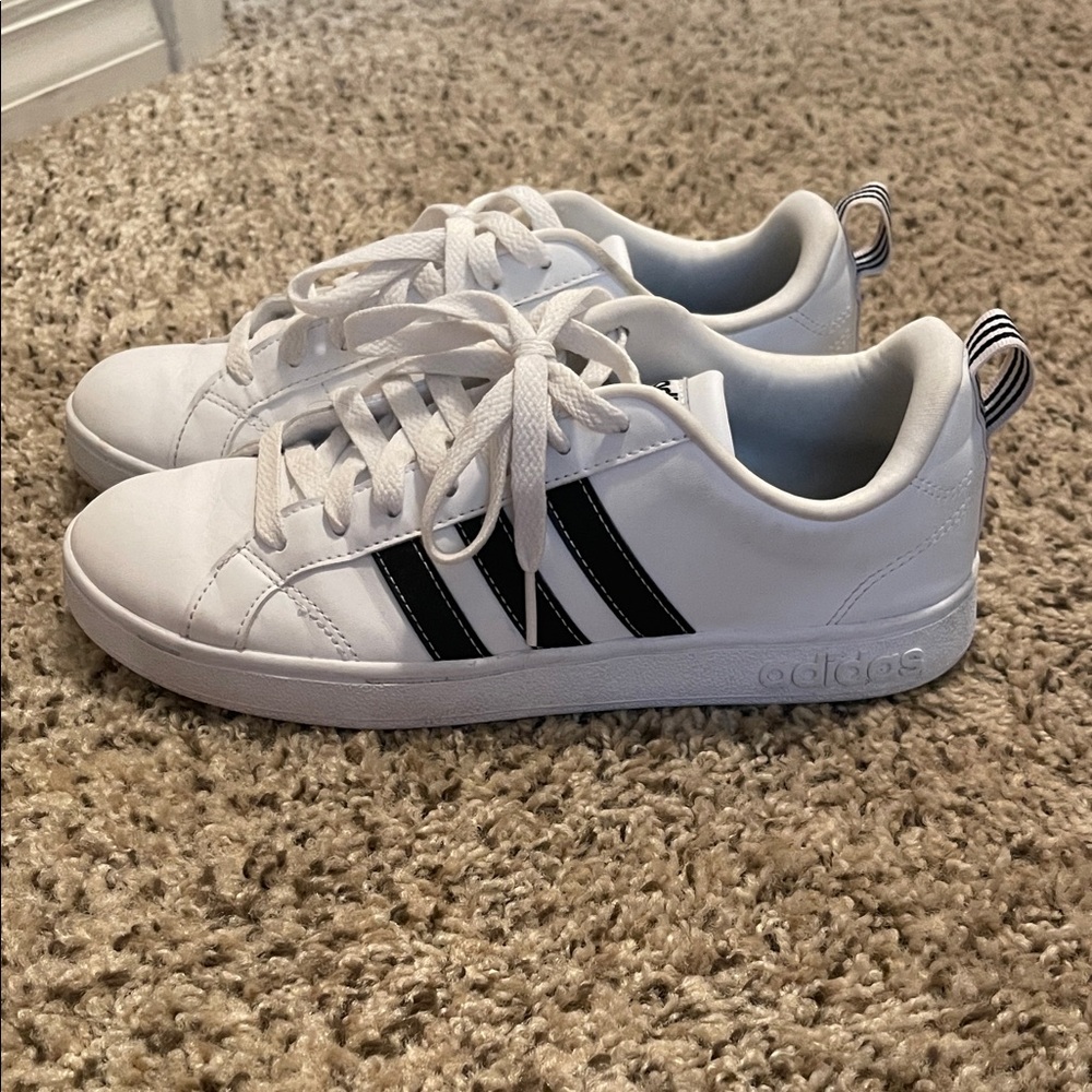 Adidas Classic White Sneakers with Black Stripes